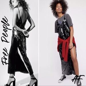 FREE PEOPLE SEQUINED DRESS BLACK NEW